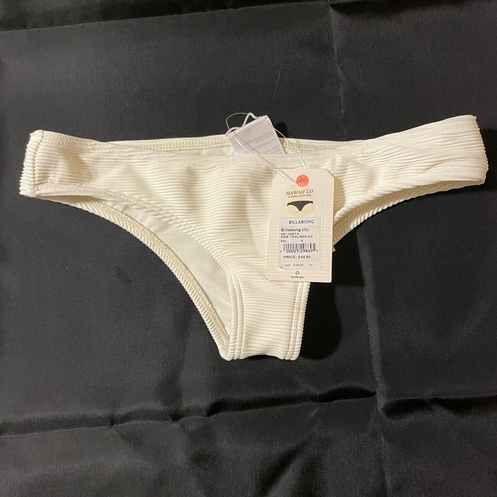 NWT Billabong Cheeky Coverage Bikini Bottoms Ribbed - White - Small